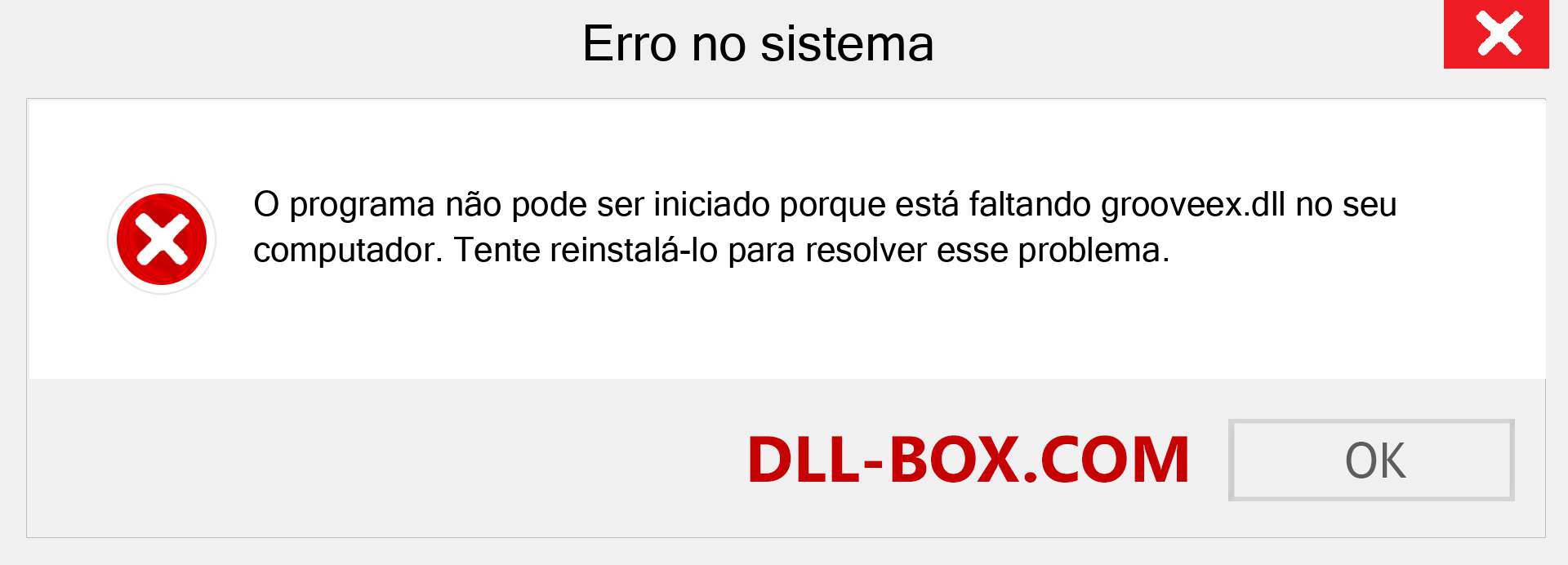 Arquivo grooveex.dll ausente ?. Download para Windows 7, 8, 10 - Correção de erro ausente grooveex dll no Windows, fotos, imagens